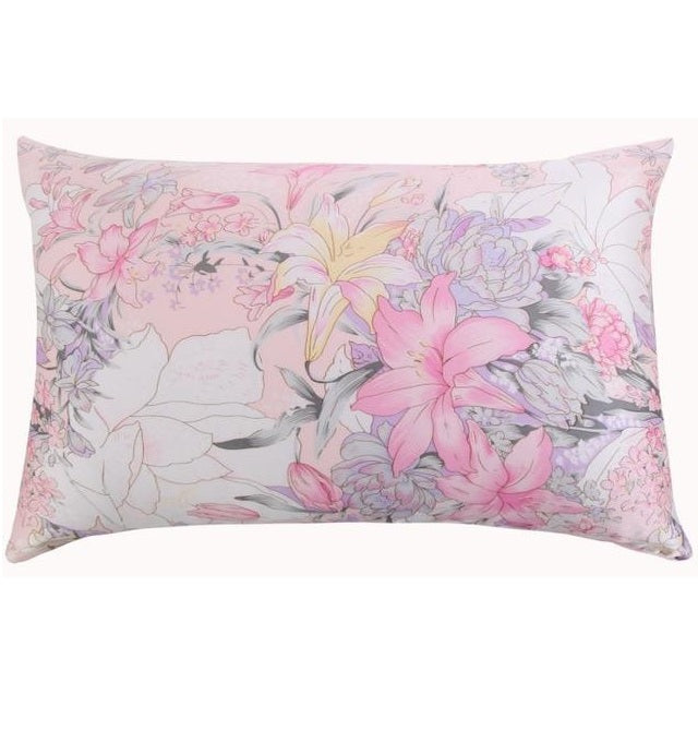 Floral patterned pillow on a white background
