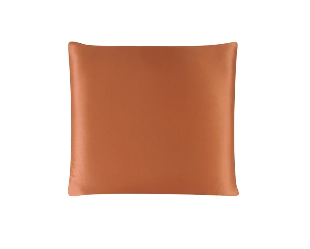 Brown leather pillow on a white background