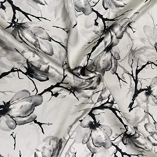 Floral pattern with black branches on a white background