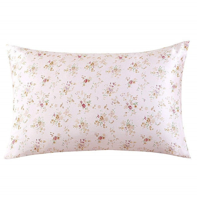 Floral-patterned pillowcase on a white background