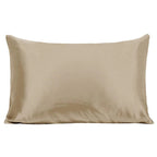 Beige satin pillowcase on a white background